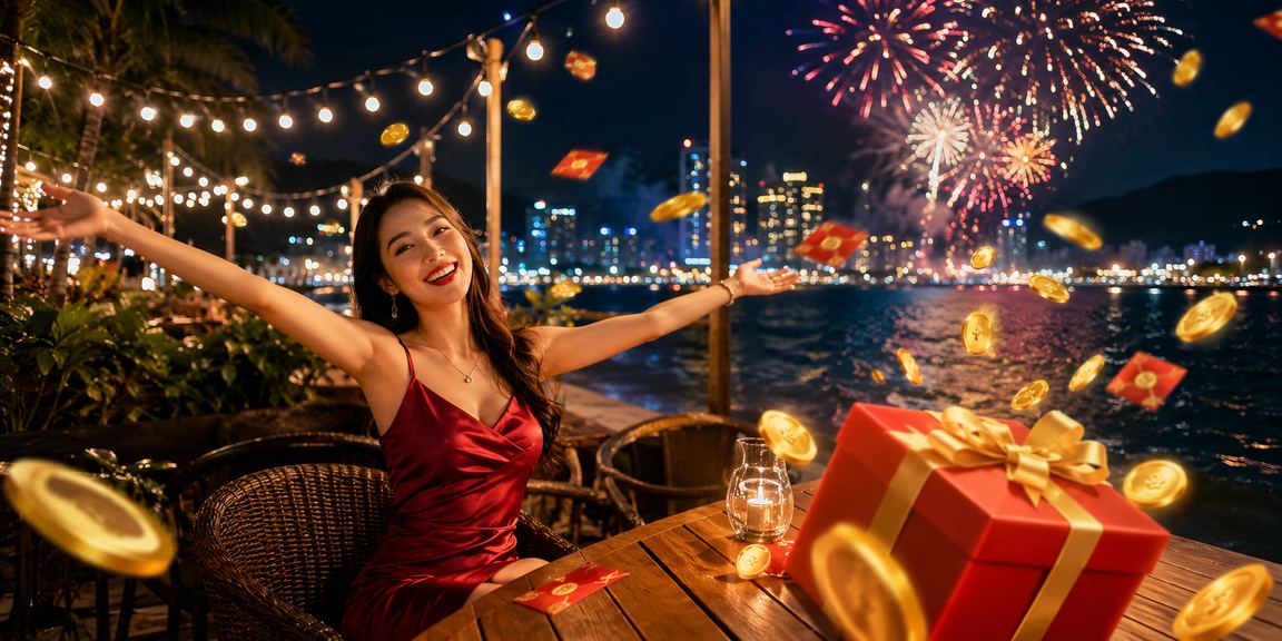 Người dùng tại Quy Nhơn mở phong bì đỏ thưởng xổ số trong quán cà phê